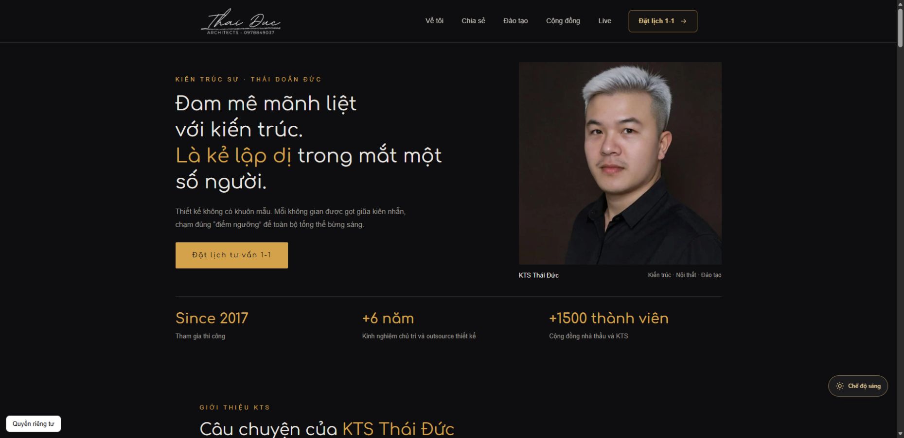 Ảnh chụp giao diện mẫu KTS Thái Đức — Kiến trúc & con người